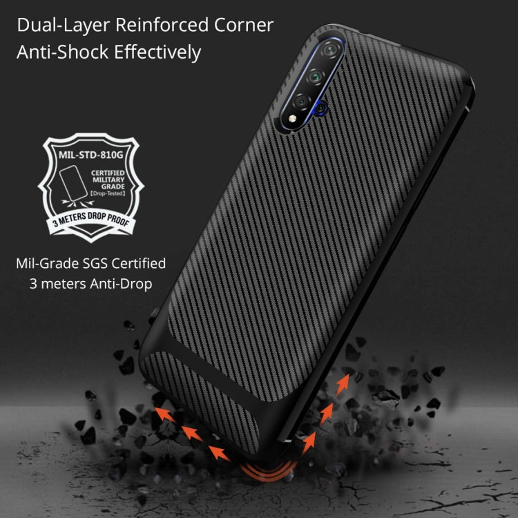 For Huawei nova 5T / Honor 20s Carbon Fiber Texture Shockproof TPU Protective Case