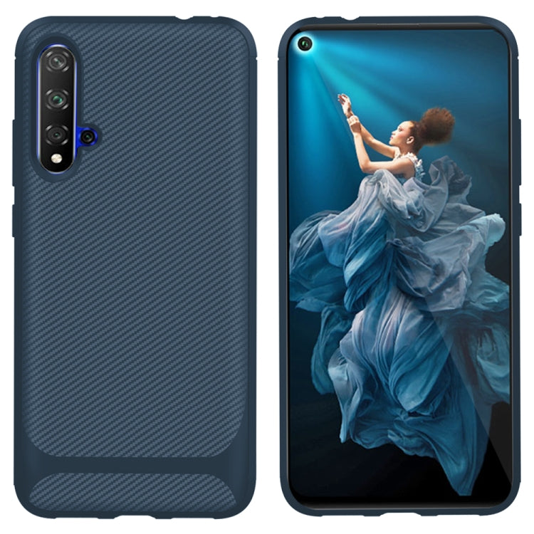 For Huawei nova 5T / Honor 20s Carbon Fiber Texture Shockproof TPU Protective Case