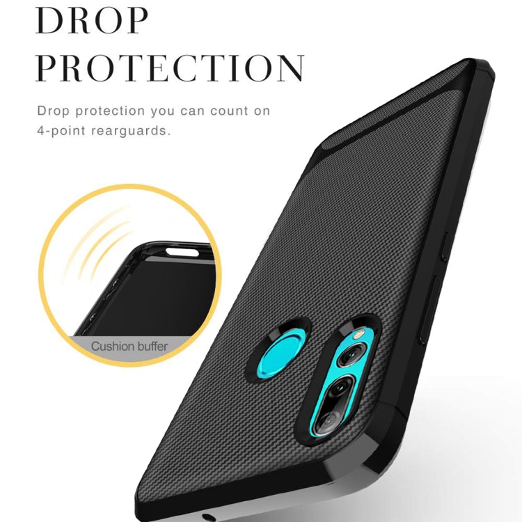 For Huawei P Smart+ (2019) Carbon Fiber Texture Shockproof TPU Protective Case