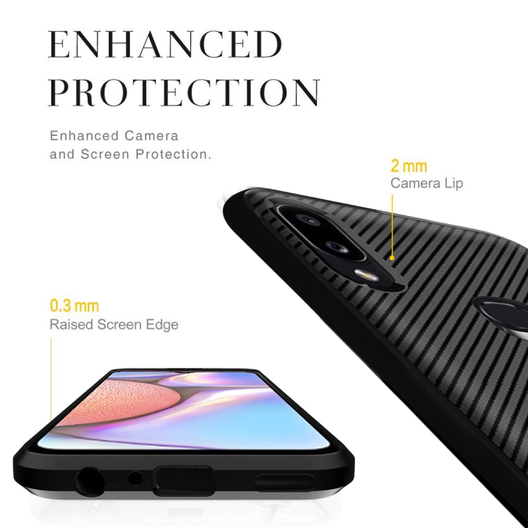 For Huawei Y6 Pro (2019) / Y6 Prime (2019) with Fingerprint Hole Carbon Fiber Texture Shockproof TPU Protective Case