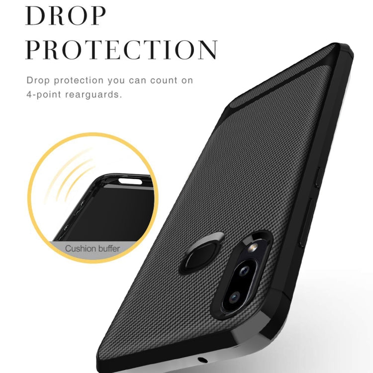 For Huawei P Smart (2019) Carbon Fiber Texture Shockproof TPU Protective Case