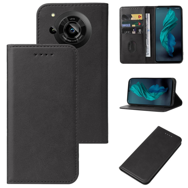 For Sharp Aquos R7 / P7 Magnetic Closure Leather Phone Case