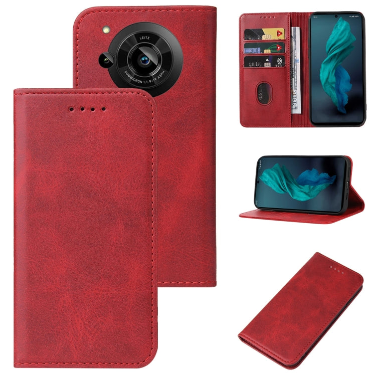 For Sharp Aquos R7 / P7 Magnetic Closure Leather Phone Case