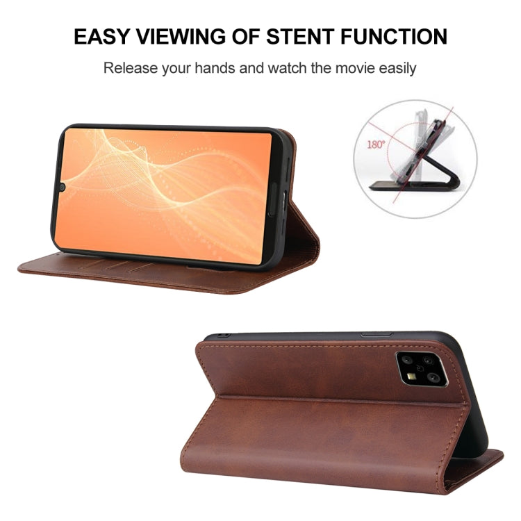 For Sharp Aquos Sense 4 Magnetic Closure Leather Phone Case