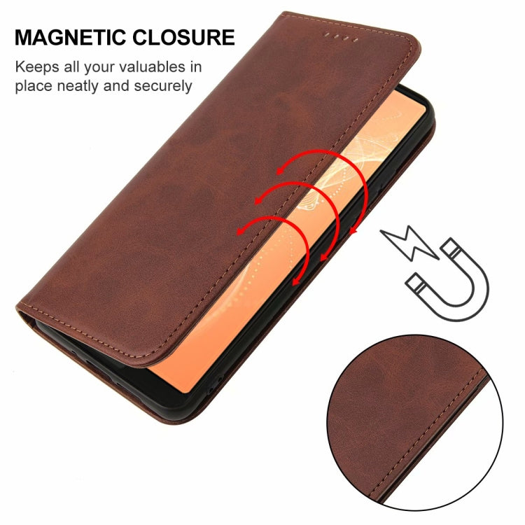 For Sharp Aquos Sense 4 Magnetic Closure Leather Phone Case