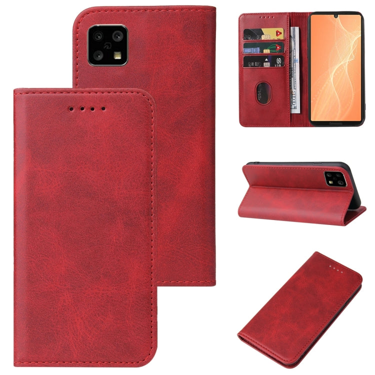 For Sharp Aquos Sense 4 Magnetic Closure Leather Phone Case