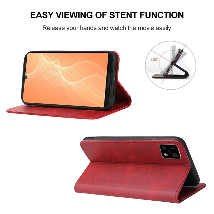 For Sharp Aquos Sense 4 Magnetic Closure Leather Phone Case