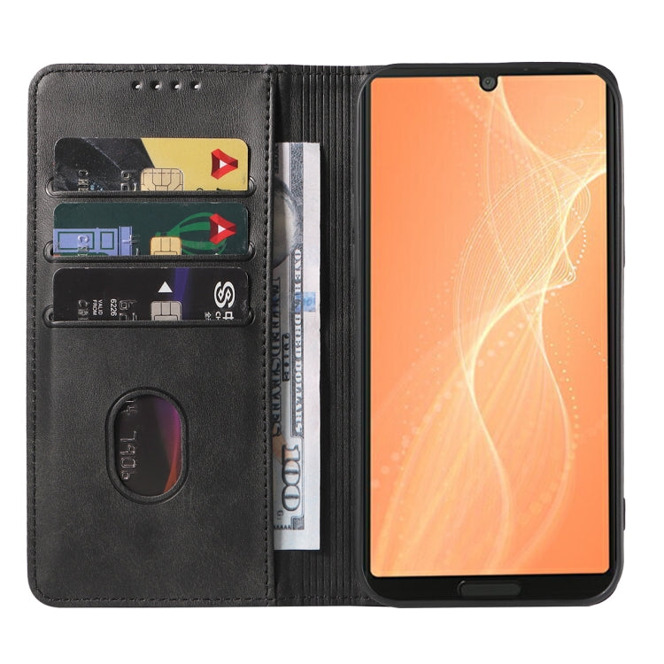 For Sharp Aquos Sense 4 Lite Magnetic Closure Leather Phone Case