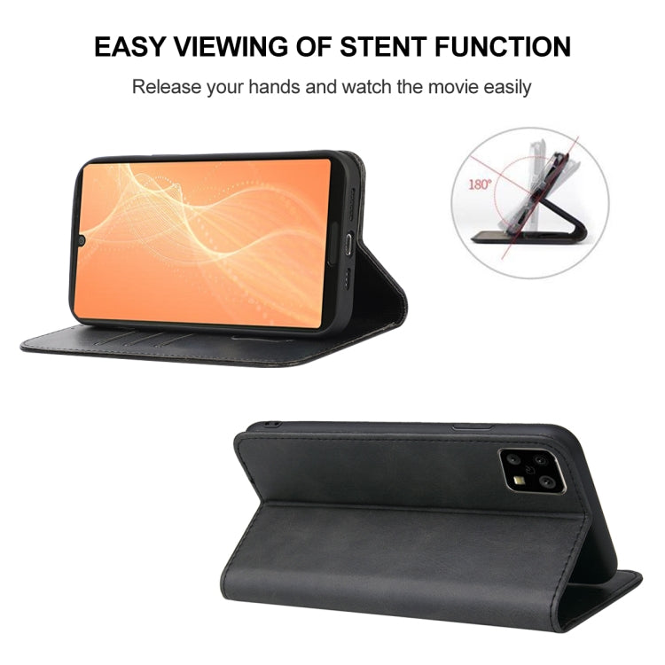 For Sharp Aquos Sense 4 Lite Magnetic Closure Leather Phone Case