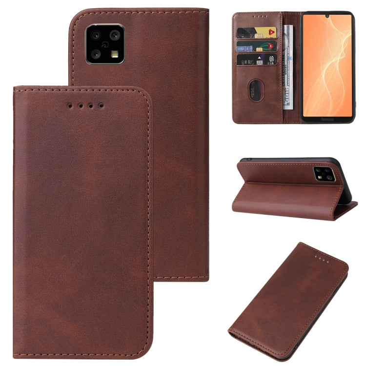 For Sharp Aquos Sense 4 Lite Magnetic Closure Leather Phone Case