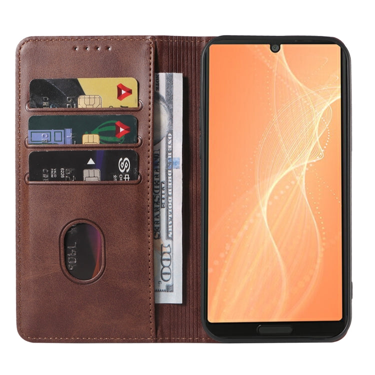 For Sharp Aquos Sense 4 Lite Magnetic Closure Leather Phone Case