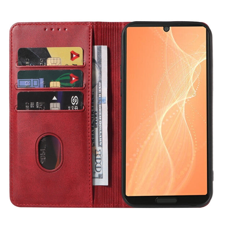 For Sharp Aquos Sense 4 Lite Magnetic Closure Leather Phone Case