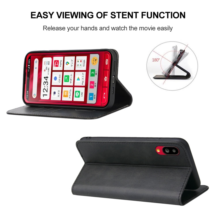 For Sharp Simple Sumaho 6A 201SH Magnetic Closure Leather Phone Case