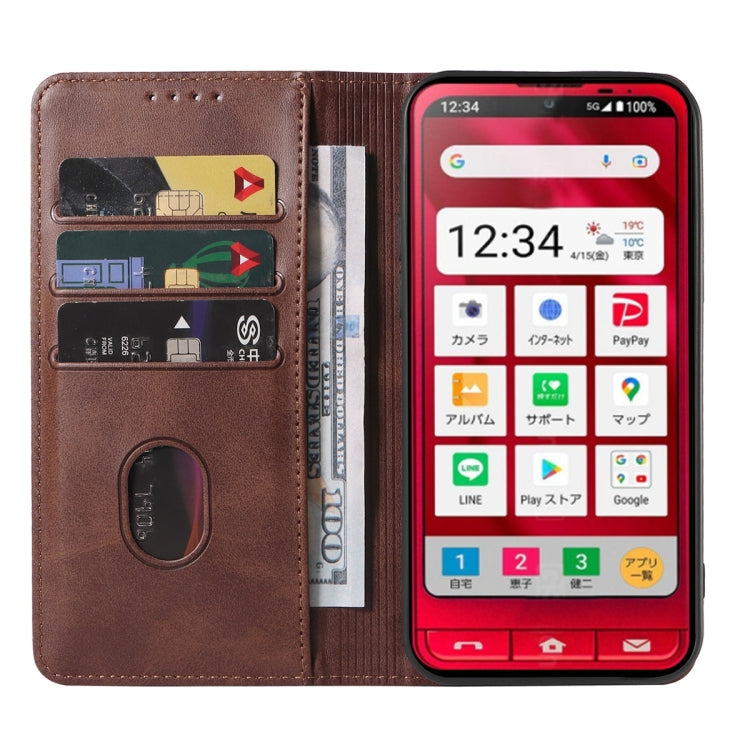 For Sharp Simple Sumaho 6A 201SH Magnetic Closure Leather Phone Case