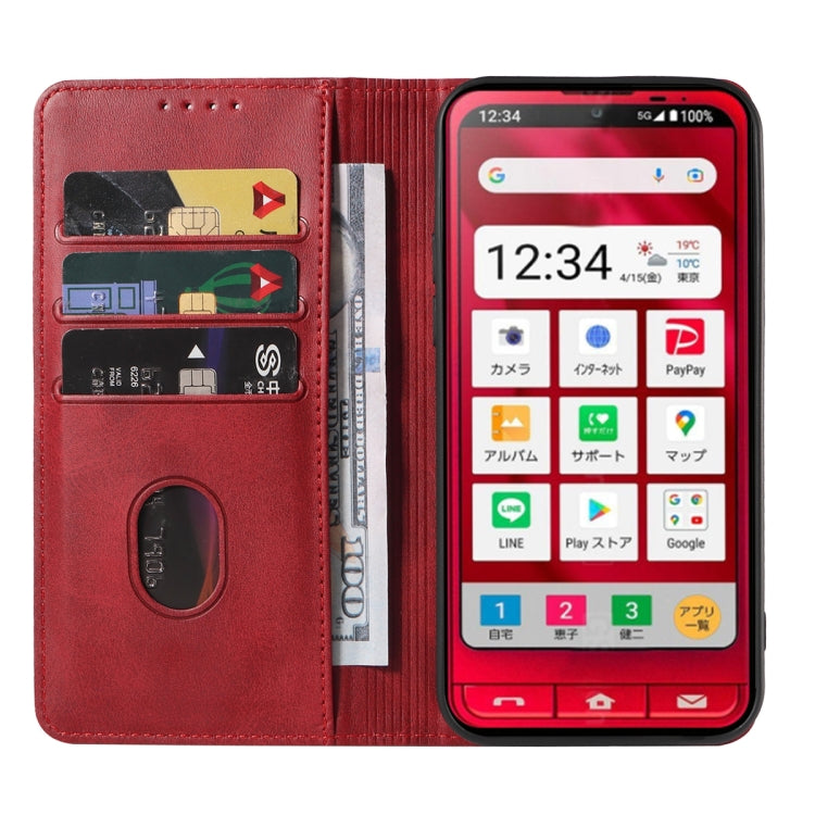 For Sharp Simple Sumaho 6A 201SH Magnetic Closure Leather Phone Case