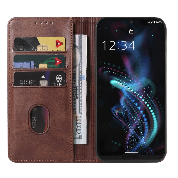 For Sharp Aquos R5G Magnetic Closure Leather Phone Case