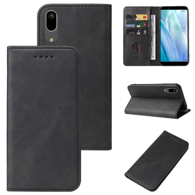 For Sharp Aquos Sense 3 Basic Magnetic Closure Leather Phone Case