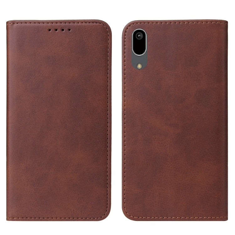 For Sharp Aquos Sense 3 Basic Magnetic Closure Leather Phone Case