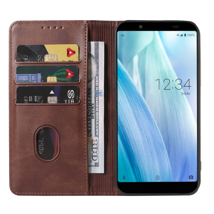 For Sharp Aquos Sense 3 Basic Magnetic Closure Leather Phone Case