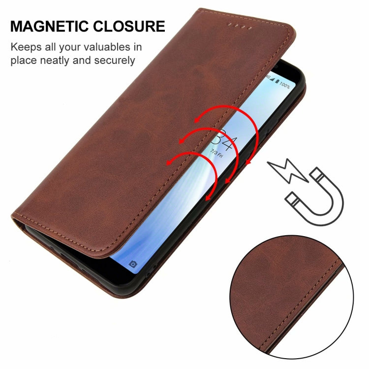 For Sharp Aquos Sense 3 Basic Magnetic Closure Leather Phone Case