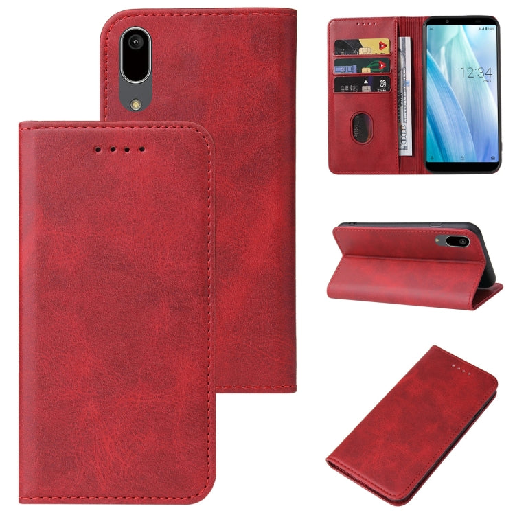 For Sharp Aquos Sense 3 Basic Magnetic Closure Leather Phone Case