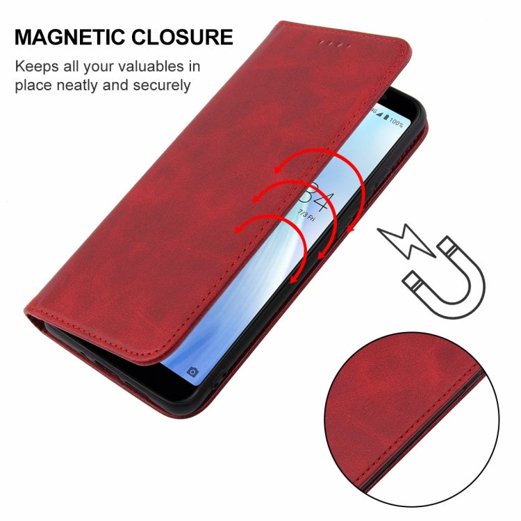 For Sharp Aquos Sense 3 Basic Magnetic Closure Leather Phone Case