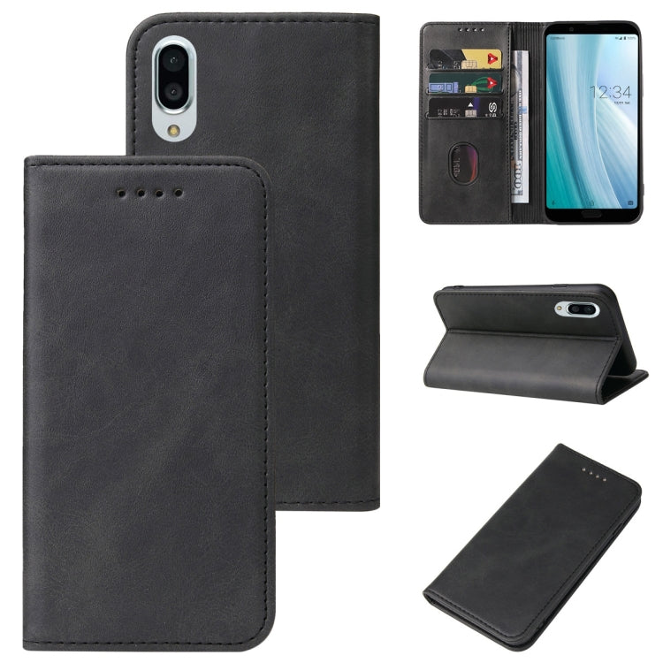 For Sharp Aquos Sense 3 Plus Magnetic Closure Leather Phone Case