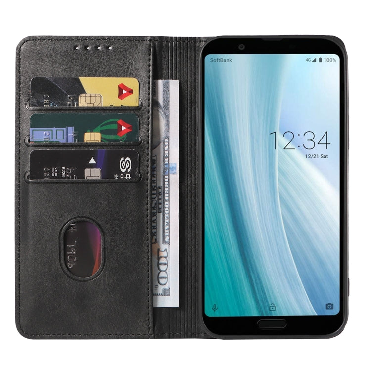 For Sharp Aquos Sense 3 Plus Magnetic Closure Leather Phone Case