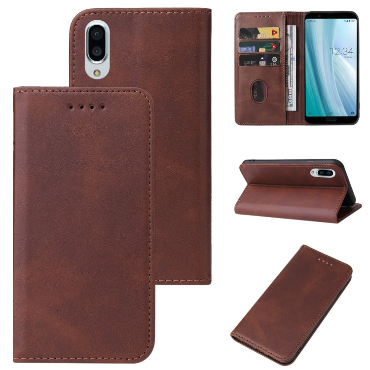 For Sharp Aquos Sense 3 Plus Magnetic Closure Leather Phone Case
