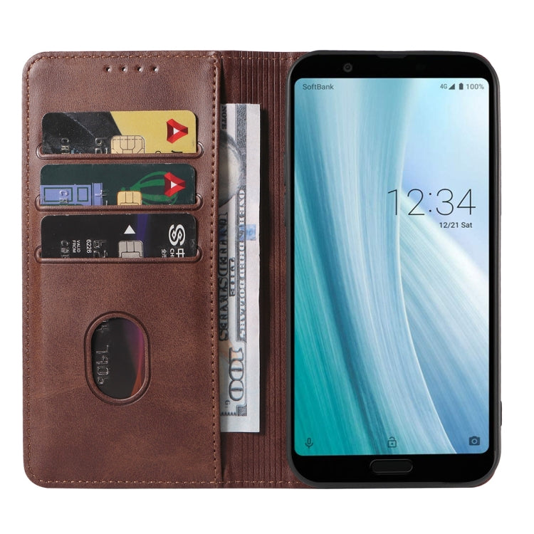 For Sharp Aquos Sense 3 Plus Magnetic Closure Leather Phone Case
