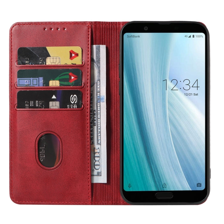 For Sharp Aquos Sense 3 Plus Magnetic Closure Leather Phone Case