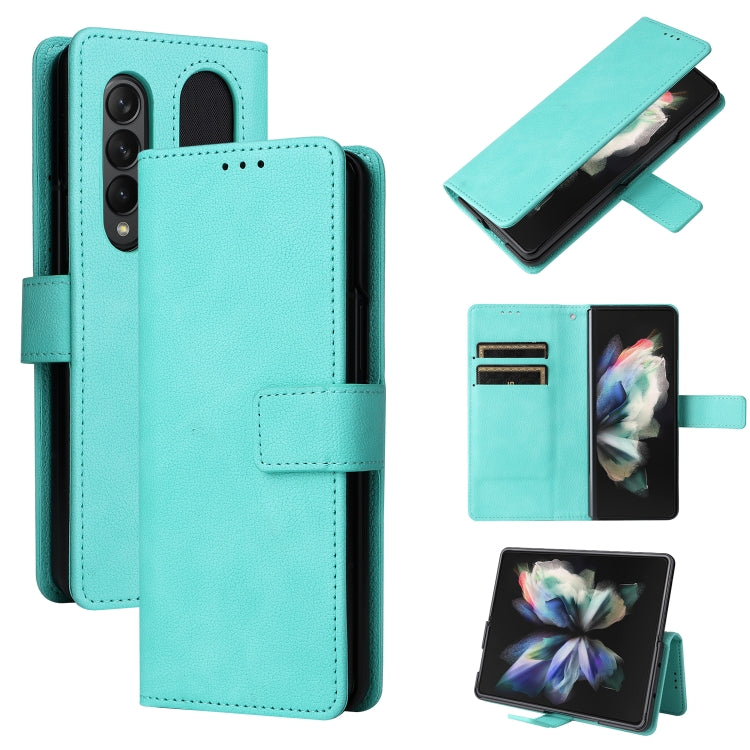 For Samsung Galaxy Z Fold4 Lambskin Flip Leather Phone Case with Pen Slot