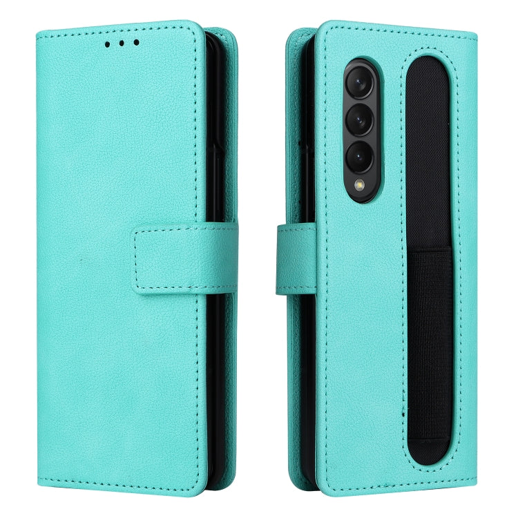 For Samsung Galaxy Z Fold4 Lambskin Flip Leather Phone Case with Pen Slot