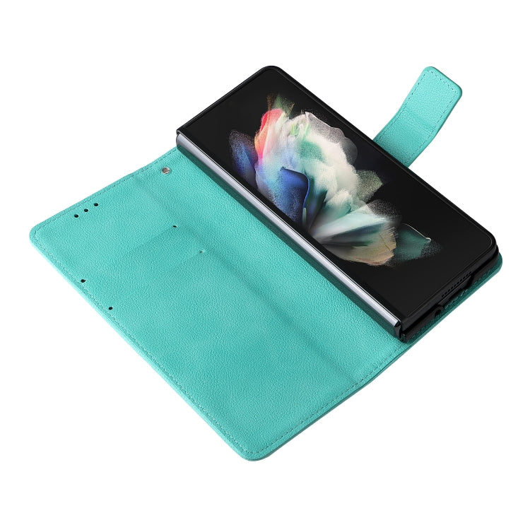 For Samsung Galaxy Z Fold4 Lambskin Flip Leather Phone Case with Pen Slot