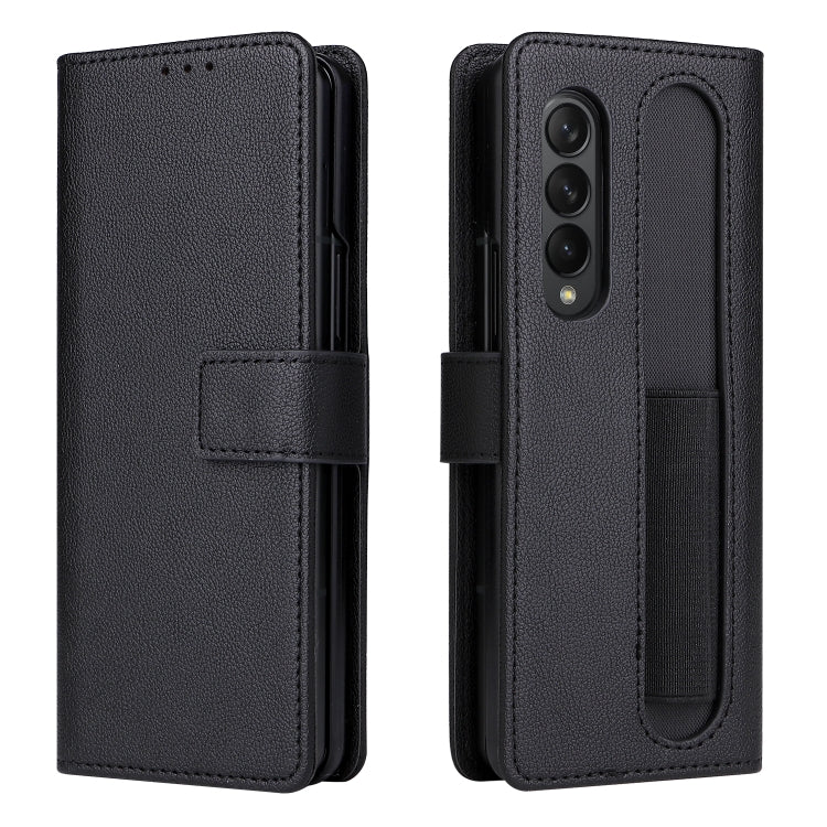 For Samsung Galaxy Z Fold4 Lambskin Flip Leather Phone Case with Pen Slot