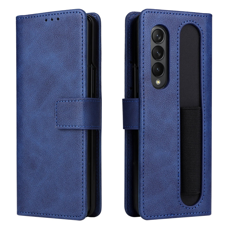 For Samsung Galaxy Z Fold4 Lambskin Flip Leather Phone Case with Pen Slot