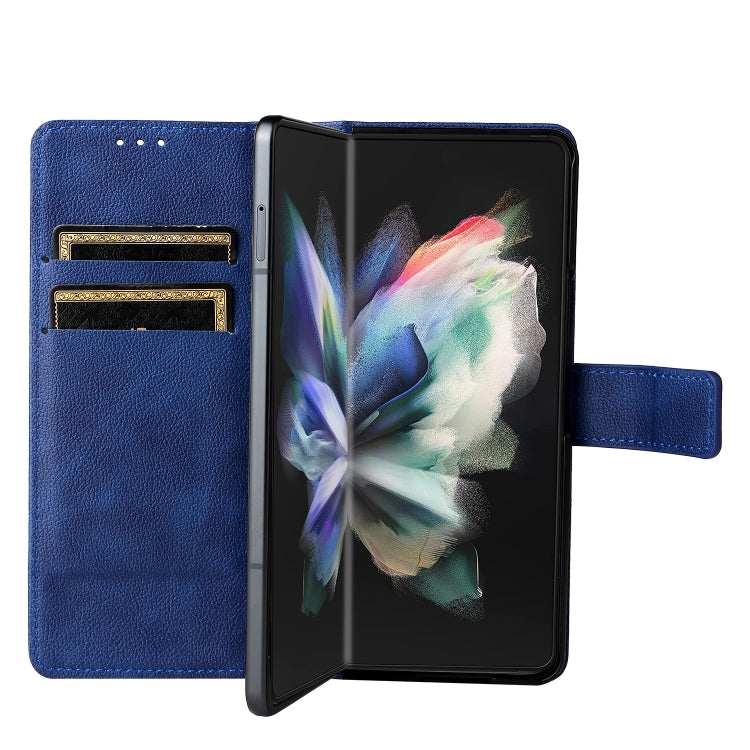 For Samsung Galaxy Z Fold4 Lambskin Flip Leather Phone Case with Pen Slot