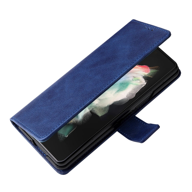 For Samsung Galaxy Z Fold4 Lambskin Flip Leather Phone Case with Pen Slot