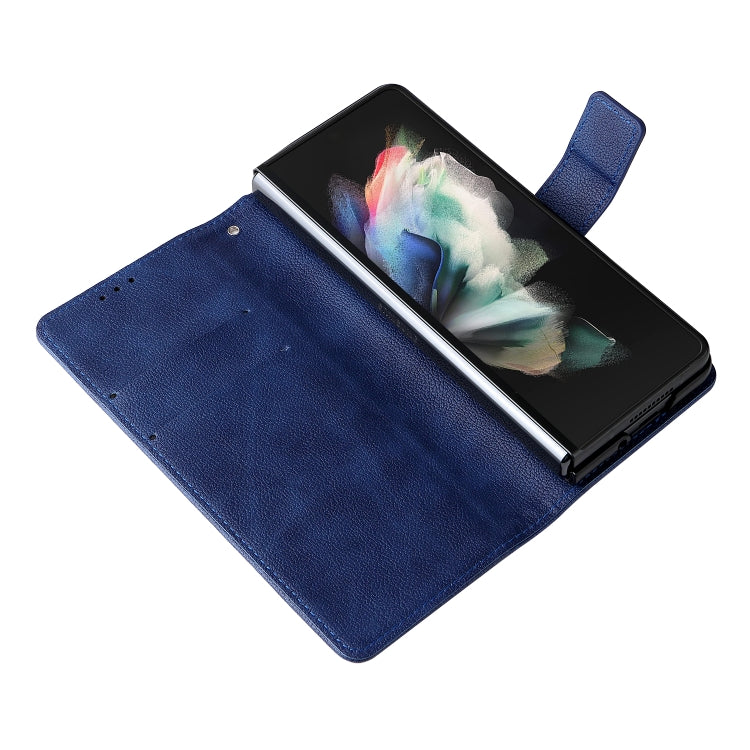 For Samsung Galaxy Z Fold4 Lambskin Flip Leather Phone Case with Pen Slot