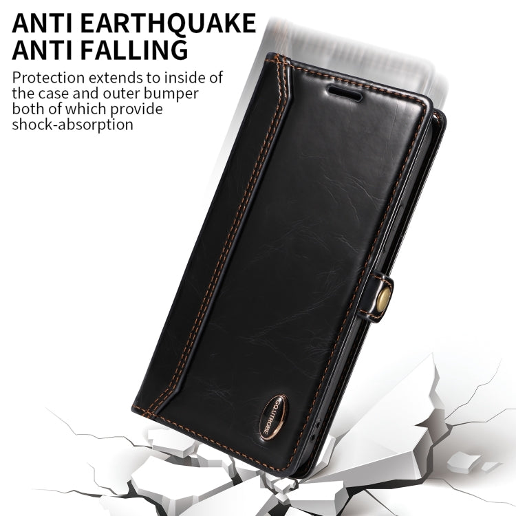 For iPhone 14 GQUTROBE RFID Blocking Oil Wax Leather Case