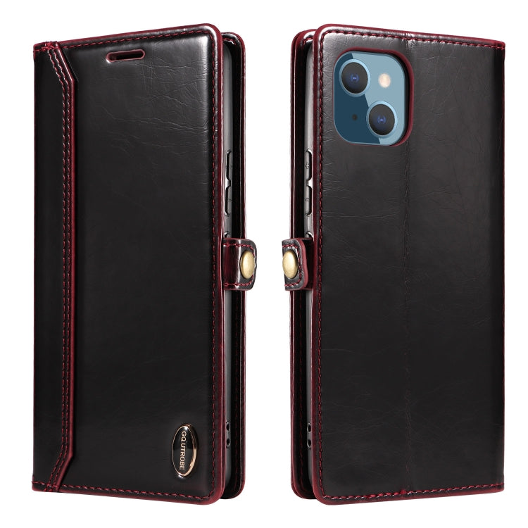 For iPhone 14 Plus GQUTROBE RFID Blocking Oil Wax Leather Case