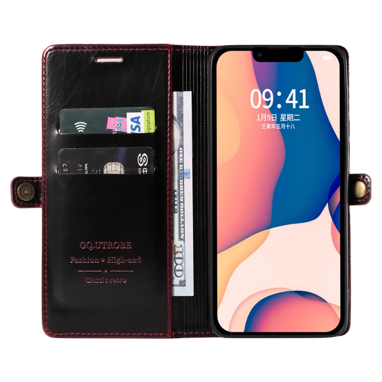 For iPhone 14 Plus GQUTROBE RFID Blocking Oil Wax Leather Case