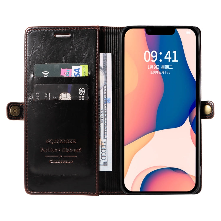 For iPhone 14 Plus GQUTROBE RFID Blocking Oil Wax Leather Case
