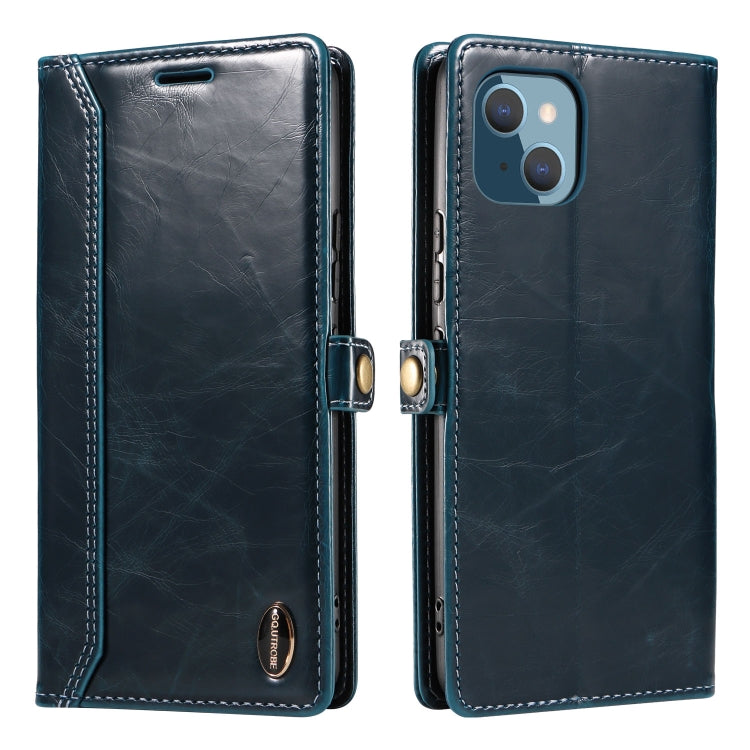 For iPhone 14 Plus GQUTROBE RFID Blocking Oil Wax Leather Case