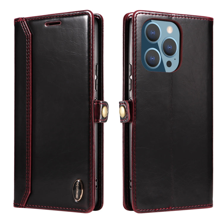 For iPhone 14 Pro GQUTROBE RFID Blocking Oil Wax Leather Case