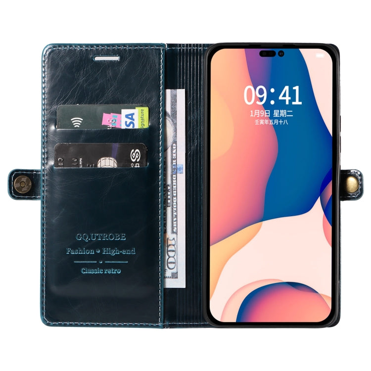 For iPhone 14 Pro GQUTROBE RFID Blocking Oil Wax Leather Case