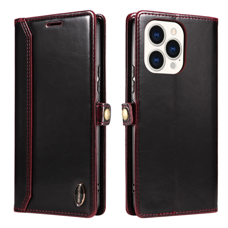 For iPhone 14 Pro Max GQUTROBE RFID Blocking Oil Wax Leather Case
