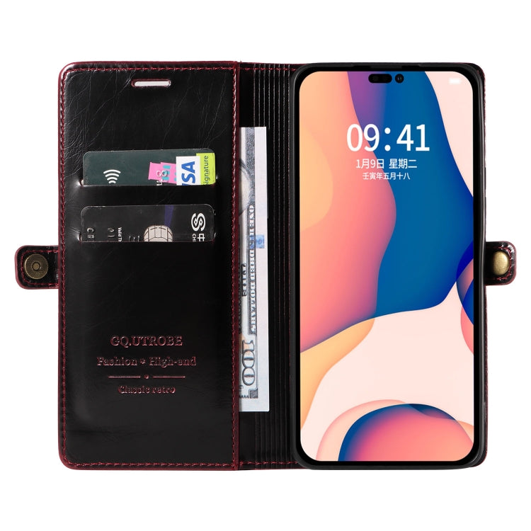For iPhone 14 Pro Max GQUTROBE RFID Blocking Oil Wax Leather Case