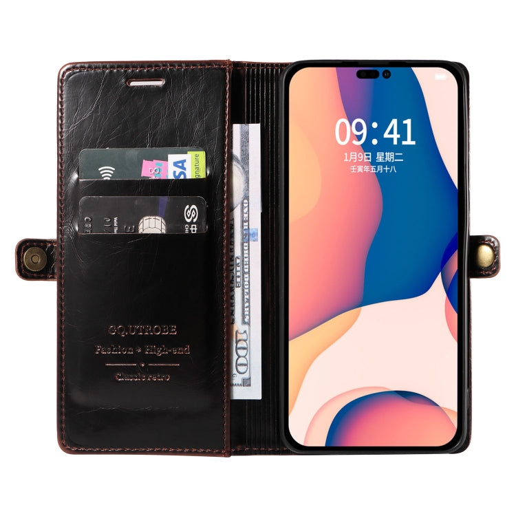 For iPhone 14 Pro Max GQUTROBE RFID Blocking Oil Wax Leather Case