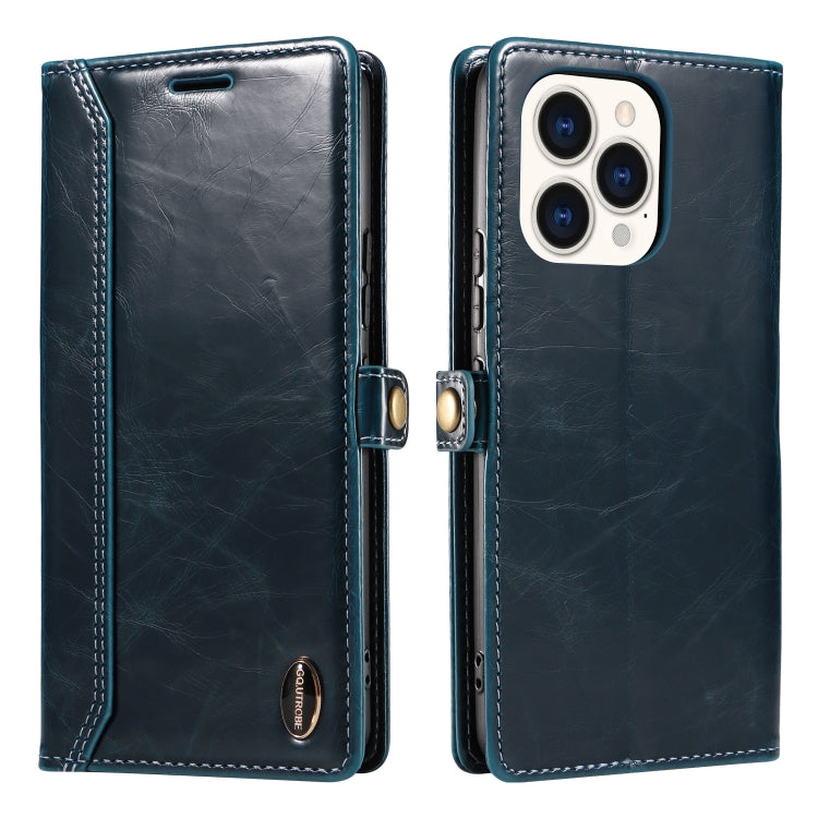 For iPhone 14 Pro Max GQUTROBE RFID Blocking Oil Wax Leather Case